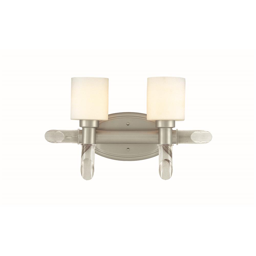 Lite Source LS-16862SS/FRO Glamis 2 Light Vanity in Satin Steel with Frost Glass Shade