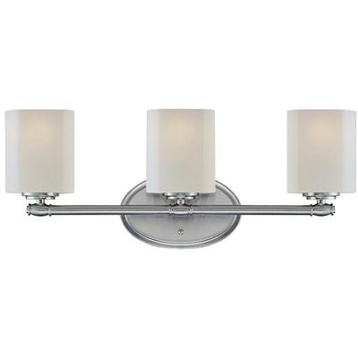 Lite Source LS-16883PS/FRO 3-lite Vanity Lamp, Ps/frost Glass Shade, E27 Cfl 13wx3