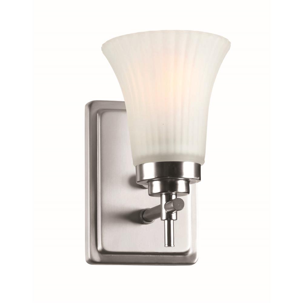 Lite Source LS-16941SS/FRO Bendek 1 Light Wall Lamp in Satin Steel with Frost Glass Shade
