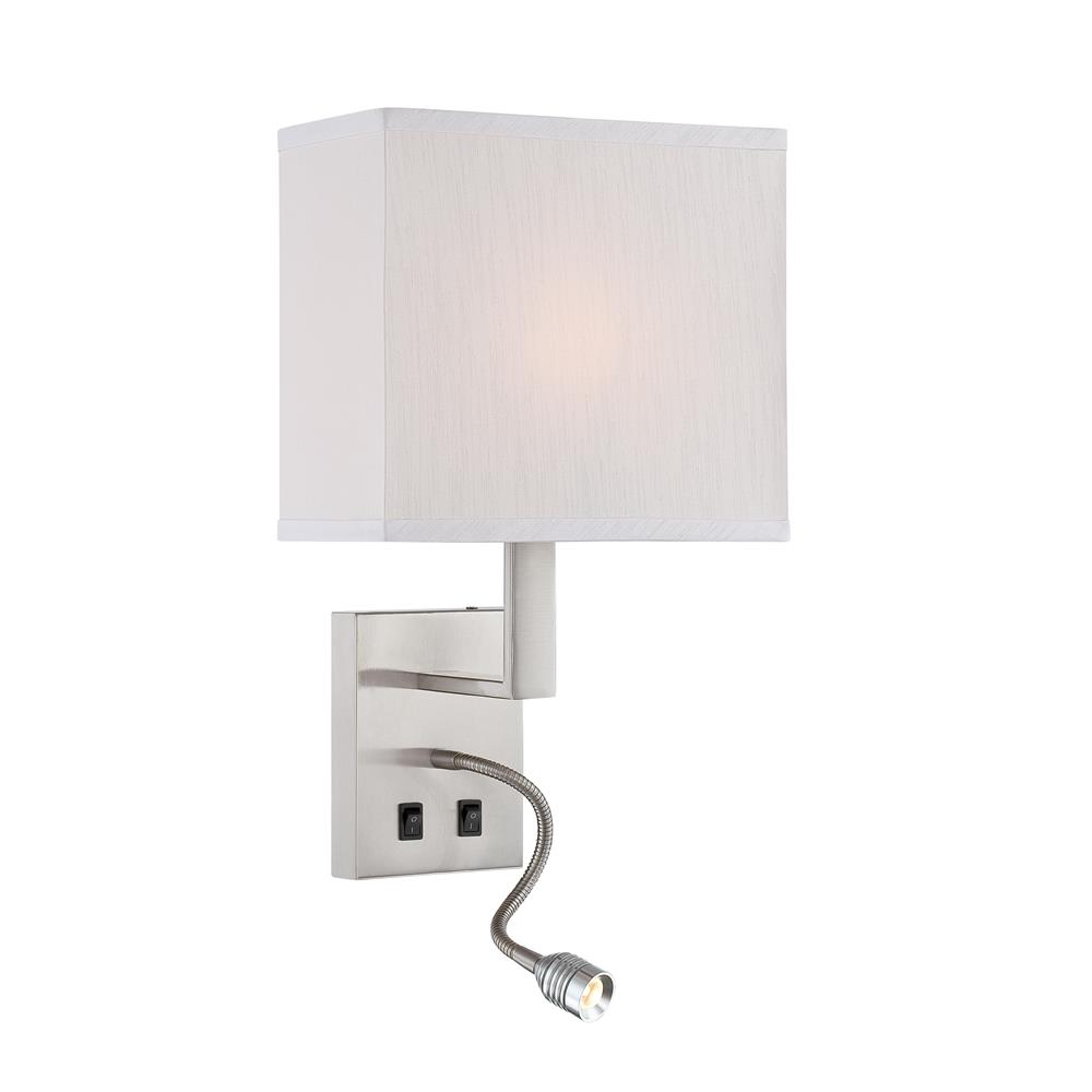 Lite Source LS-16979 Wall Lamp W/reading Lamp, Ps/fabric Shd, E27 A 60w & Led 1w