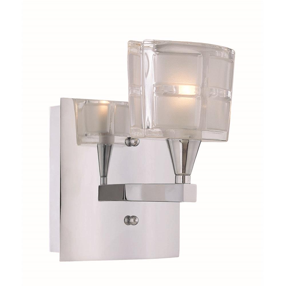 Lite Source LS-16981C/CLR Iskyla 1 Light Wall Lamp in Chrome with Sand Blasted Glass Shade