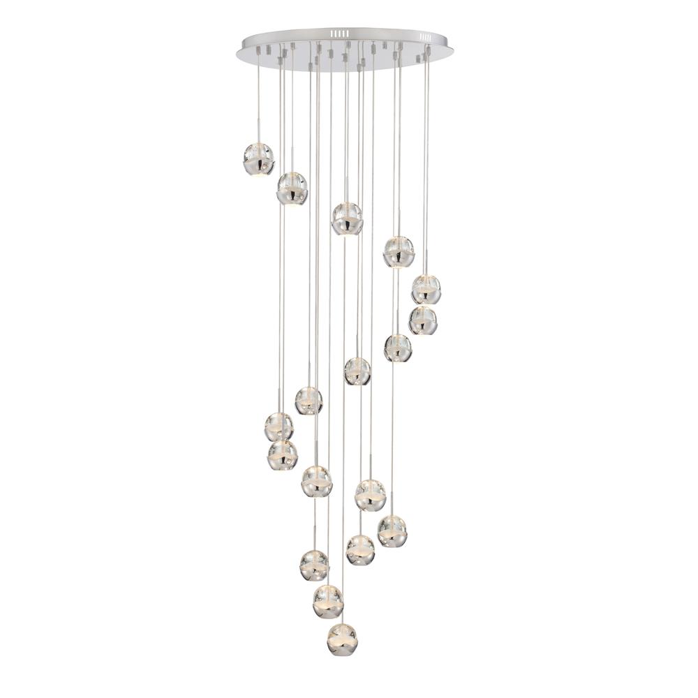Lite Source LS-18198 Led 18-lite Chandeliers, Chrome/crystal, Type Led 6wx18