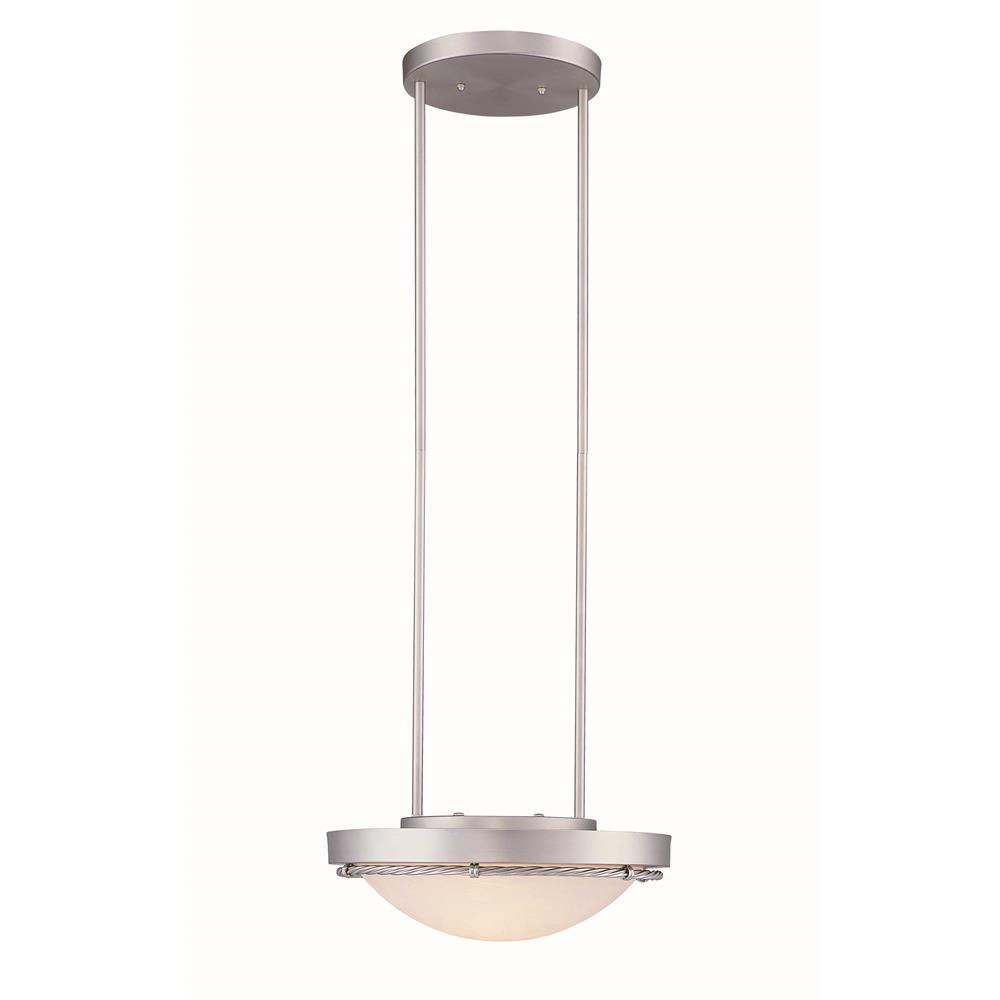 Lite Source LS-1831SS/CLD Easton 3 Light Pendant in Satin Steel with Cloud Glass