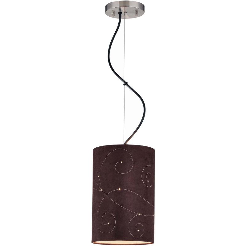 Lite Source LS-18360 Pendant Lamp, Coffee Laser Cut Suede Shade, Type A 60w