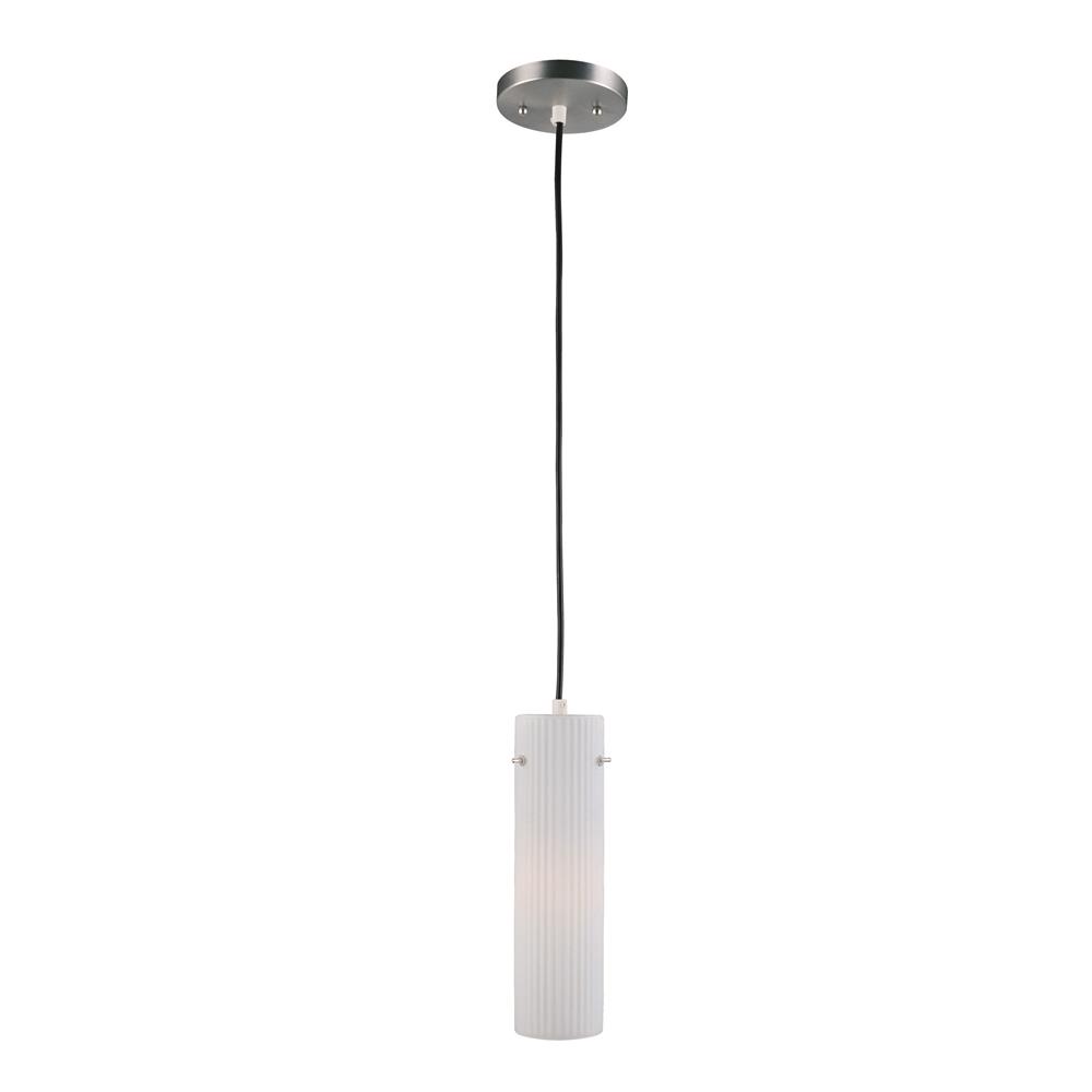 Lite Source LS-1882 Nowles 1 Light Mini-Pendant in Polished Steel with Frost Glass Shade