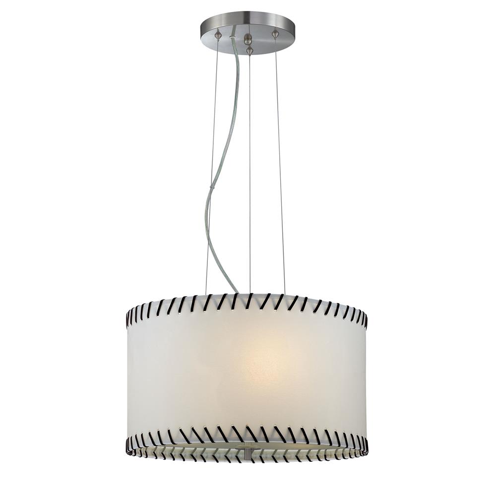 Lite Source LS-18858 Lavina 3 Light Pendant in Polished Steel with Paper Shade