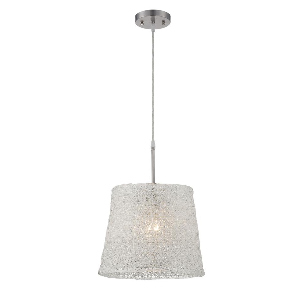 Lite Source LS-18883 Clare 1 Light Pendant in Polished Steel with Clear Acrylic Shade