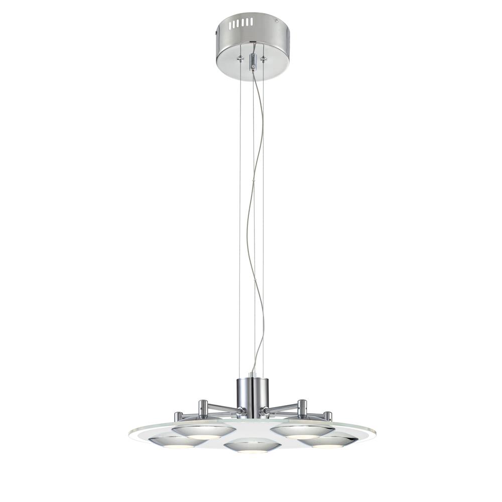 Lite Source LS-19045 Led Pendant, Chrome/frost Glass Shade, Type  Led 5wx5