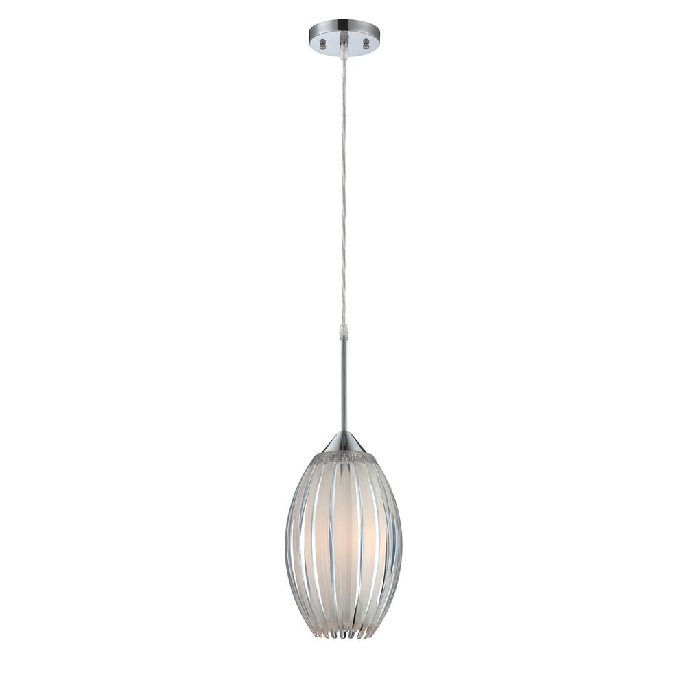 Lite Source LS-19160 Lotuz 1 Light Pendant in Chrome with Clear Acrylic and Frost Glass Shade
