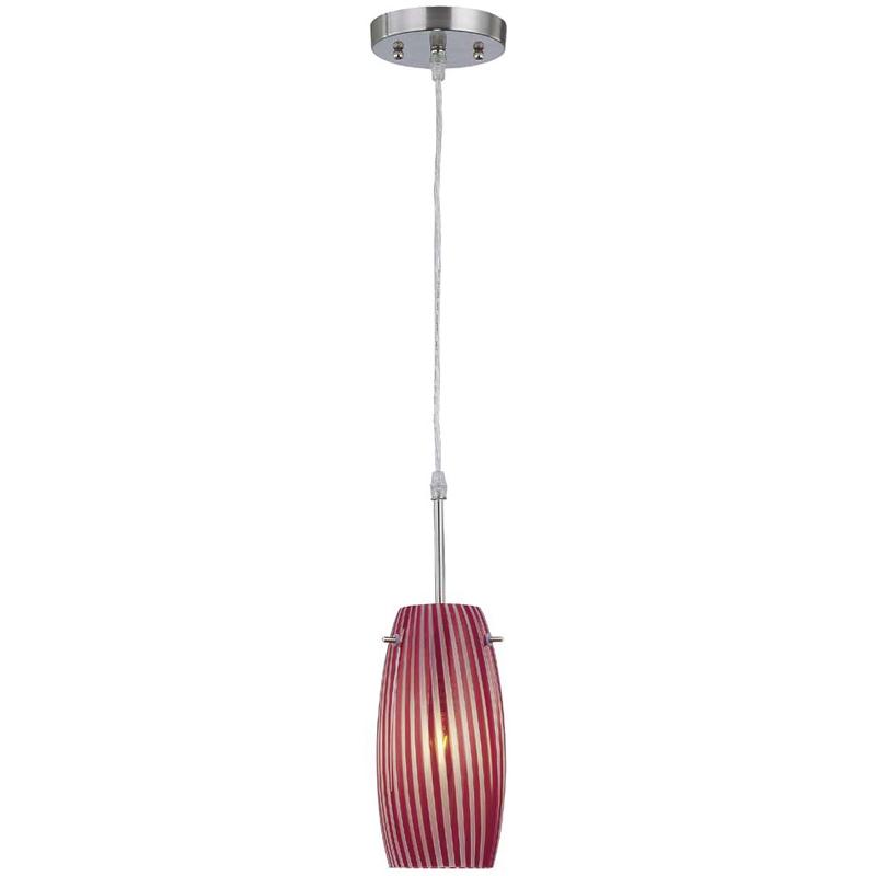 Lite Source LS-19193RED Pendant Lamp, Red Striped Glass Shade, E27 Type A60w