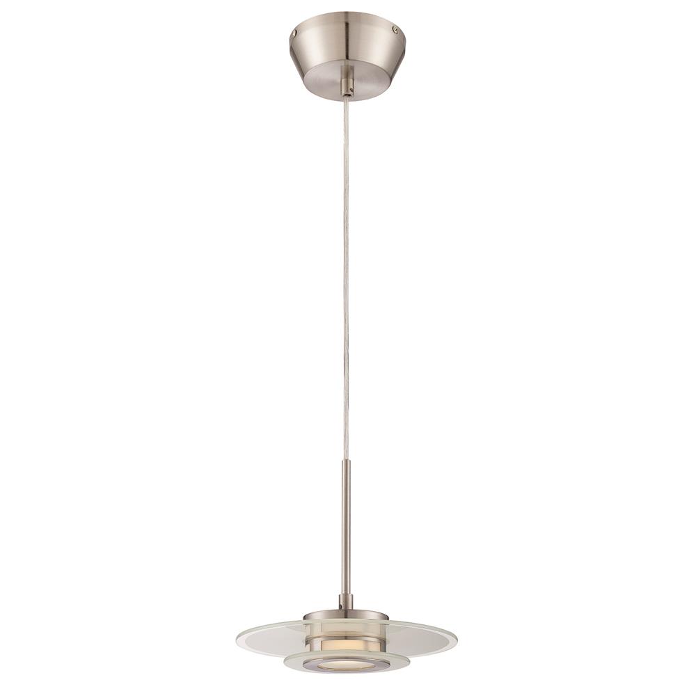 Lite Source LS-19368 Led Pendant Lamp, Silver/double Frost Glass, Led 6w