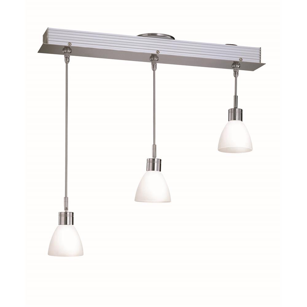 Lite Source LS-19473FRO Catina 3 Light Pendant in Polished Steel with Frost Glass Shade