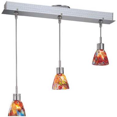 Lite Source LS-19473RED 3-lite Ceiling Lamp, Ps W/colored Red Glass Shd, Mr16 35wx3