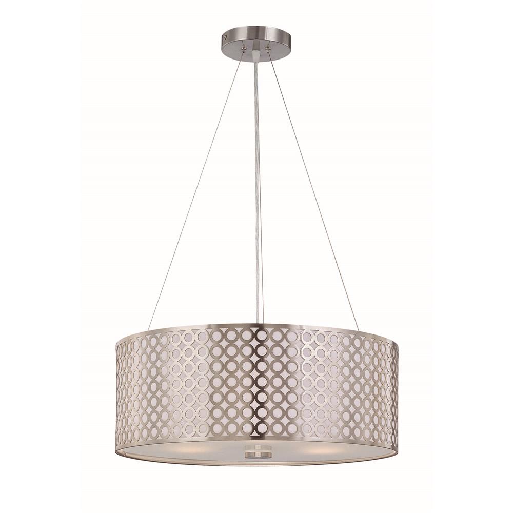 Lite Source LS-19519PS Netto 3 Light Pendant in Polished Steel with Metal Cut-Out Shade with Liner