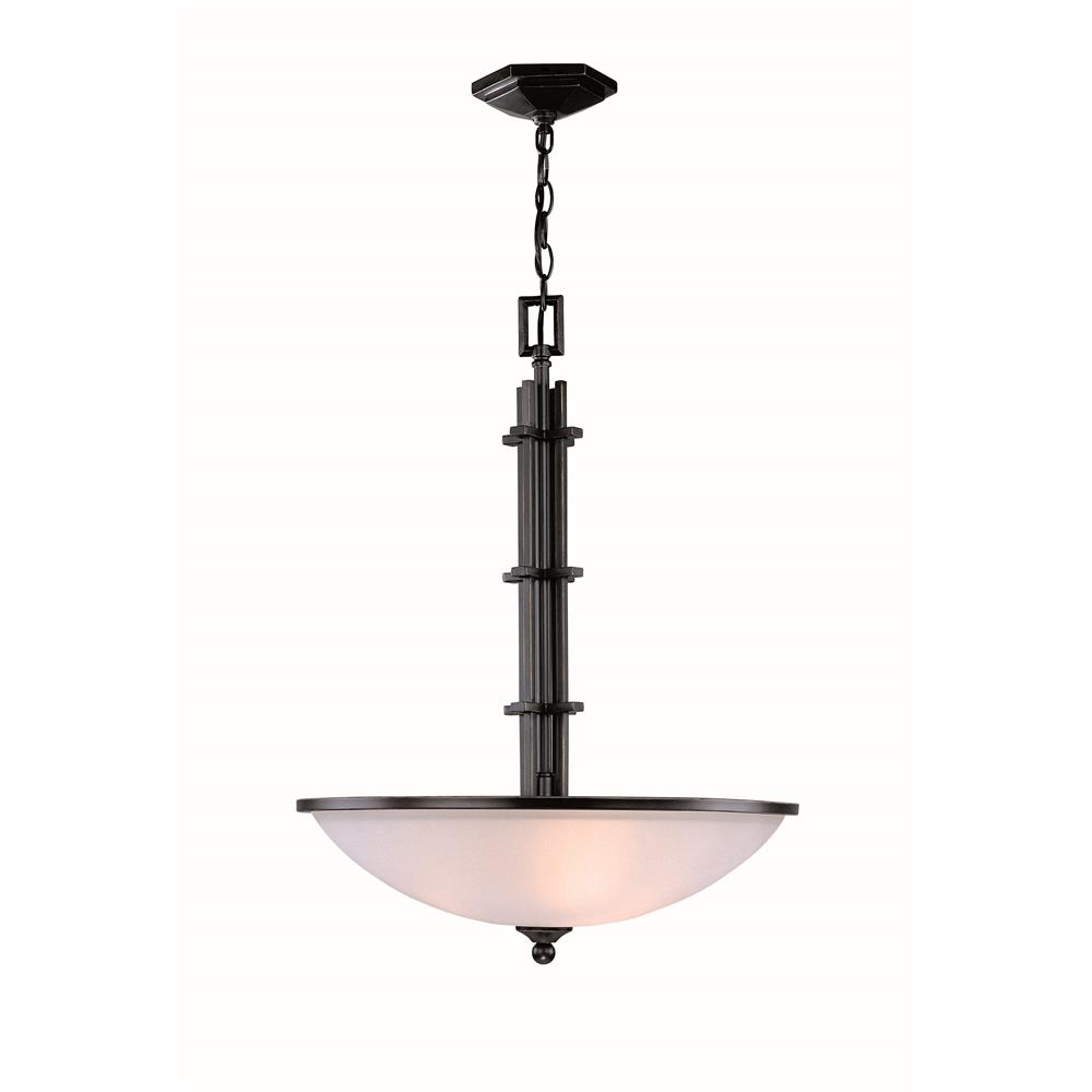 Lite Source LS-19533 Squire 3 Light Pendant in Dark Bronze with Frost Glass Shade