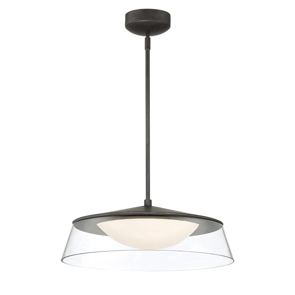 Lite Source LS-19548WALNUT Led Pendant Lamp, Walnut Finished/clear Outer Glass, Led 35w