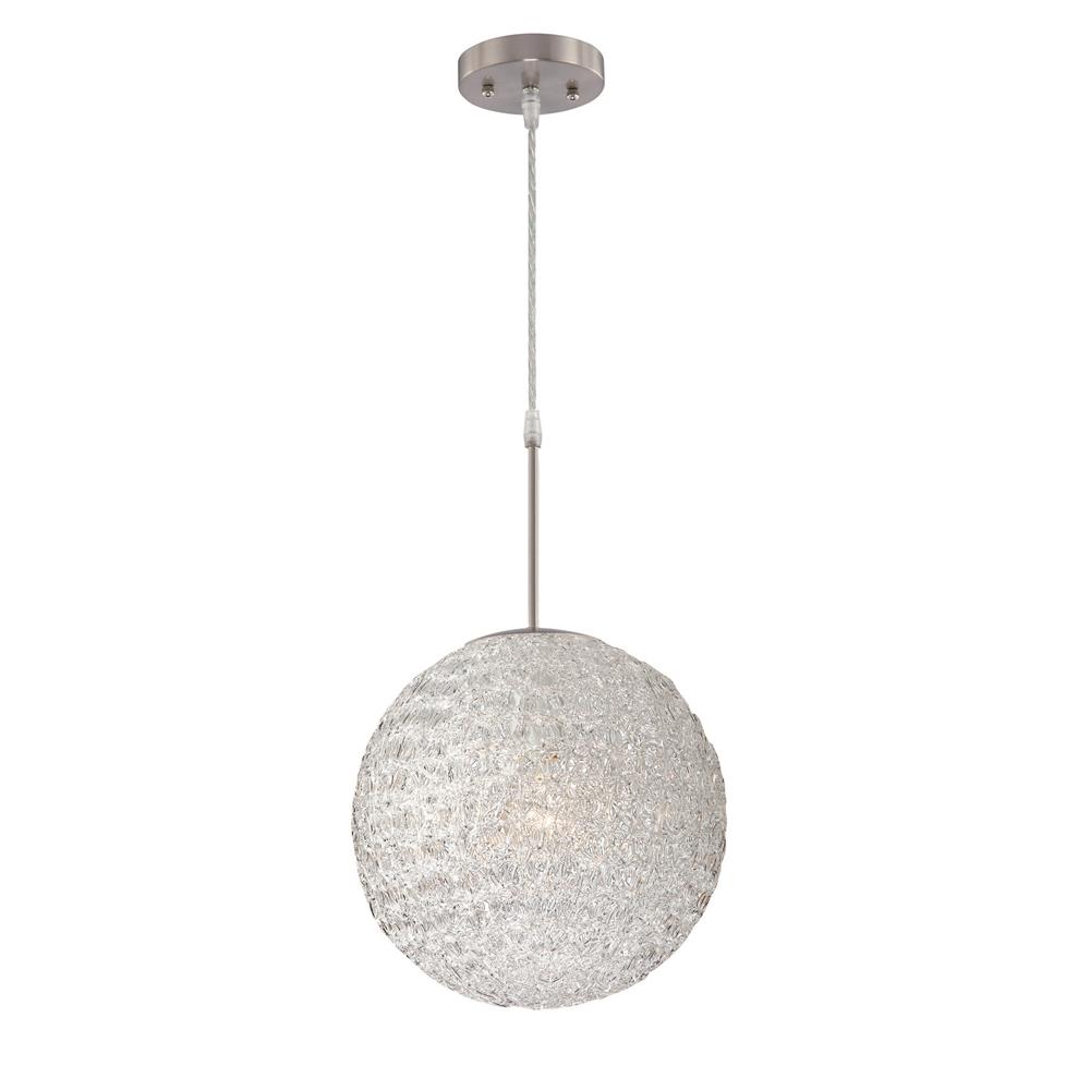 Lite Source LS-19598 Icy 1 Light Pendant in Polished Steel with Clear Acrylic Shade