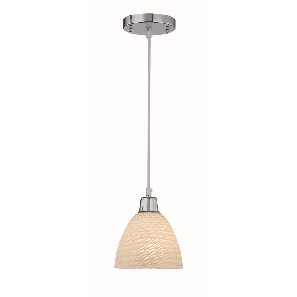 Lite Source LS-19836 Tracen 1 Light Mini-Pendant in Chrome with Scales Glass Shade