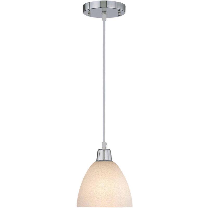Lite Source LS-19837 Pendant Lamp, Chrome/ant. Glass Shade, Type A 60w