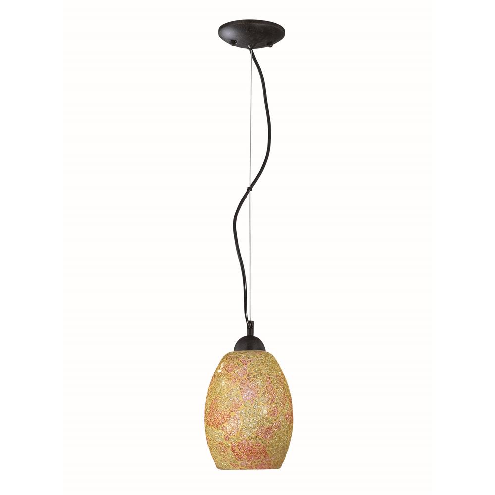 Lite Source LS-19843RBY/MXD Crepitar 1 Light Mini-Pendant with Crackled Ruby Mixed Glass Shade