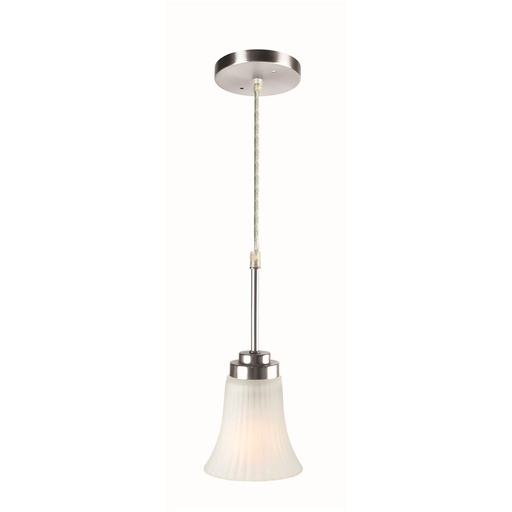 Lite Source LS-19941SS/FRO Bendek 1 Light Mini-Pendant in Satin Steel with Frost Glass Shade