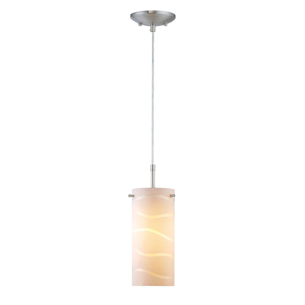 Lite Source LS-19991WHT Pacifica 1 Light Pendant in Polished Steel with White Glass Shade