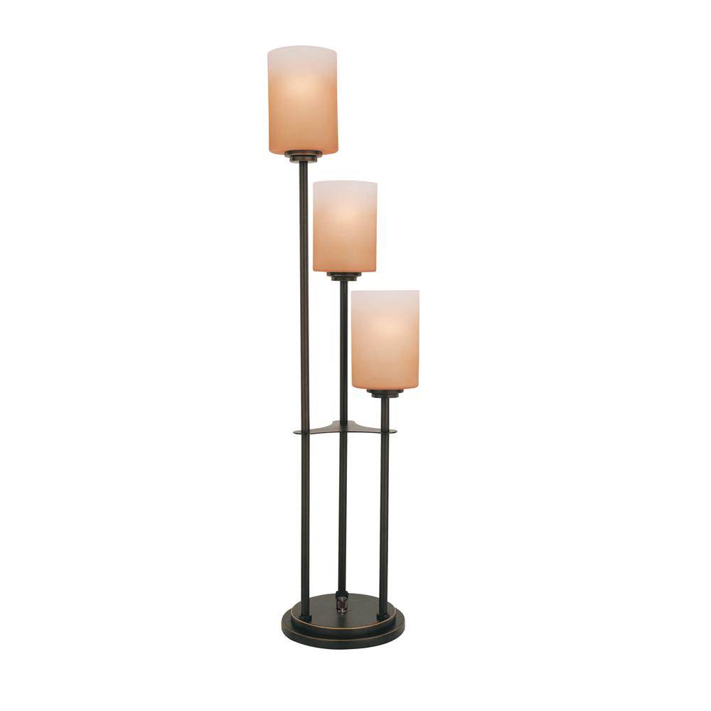 Lite Source LS-20700D/BRZ Bess 3 Light Table Lamp in Dark Bronze with Amber Glass