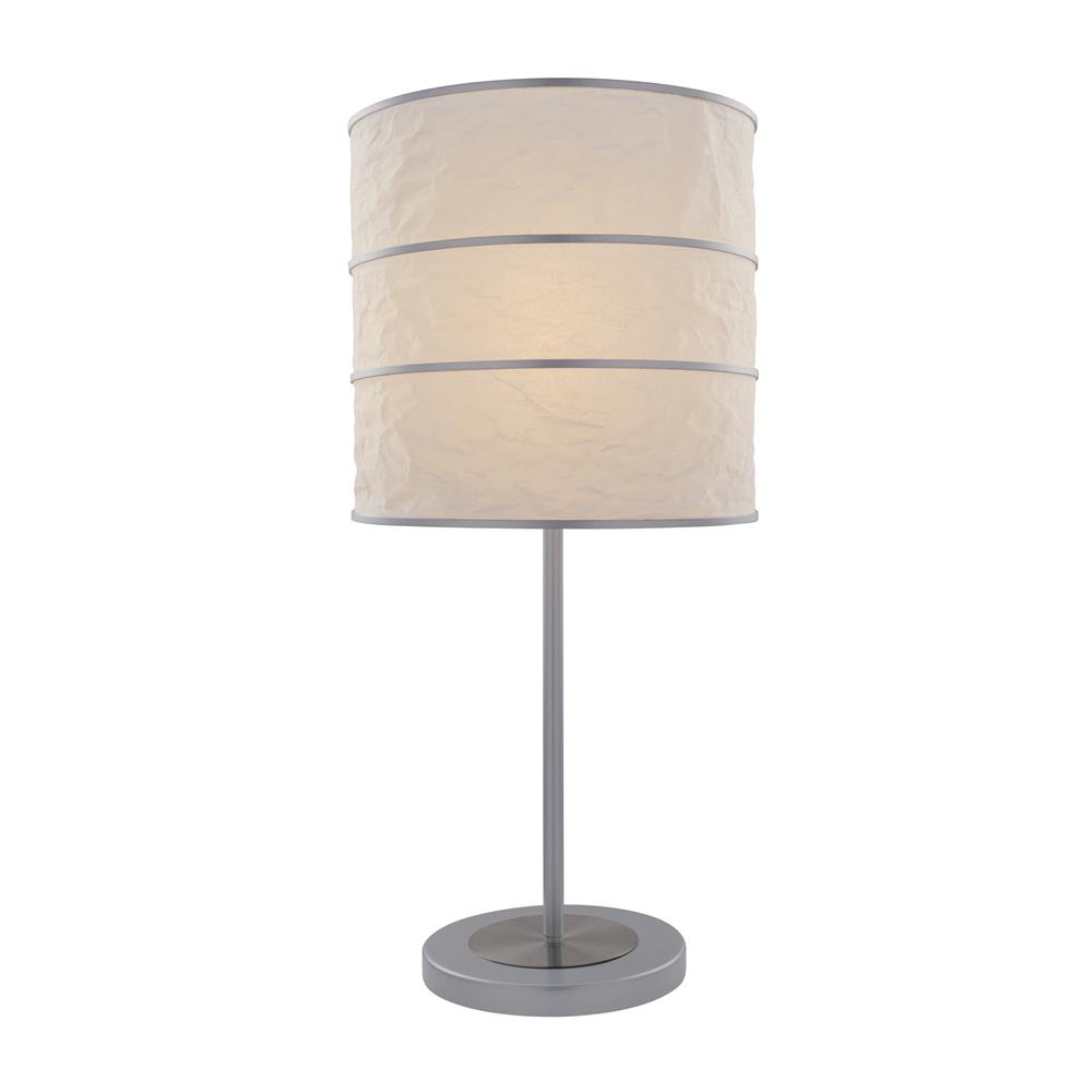 Lite Source LS-21430 Sedlar 1 Light Table Lamp in Polished Steel and Silver with White Paper Shade