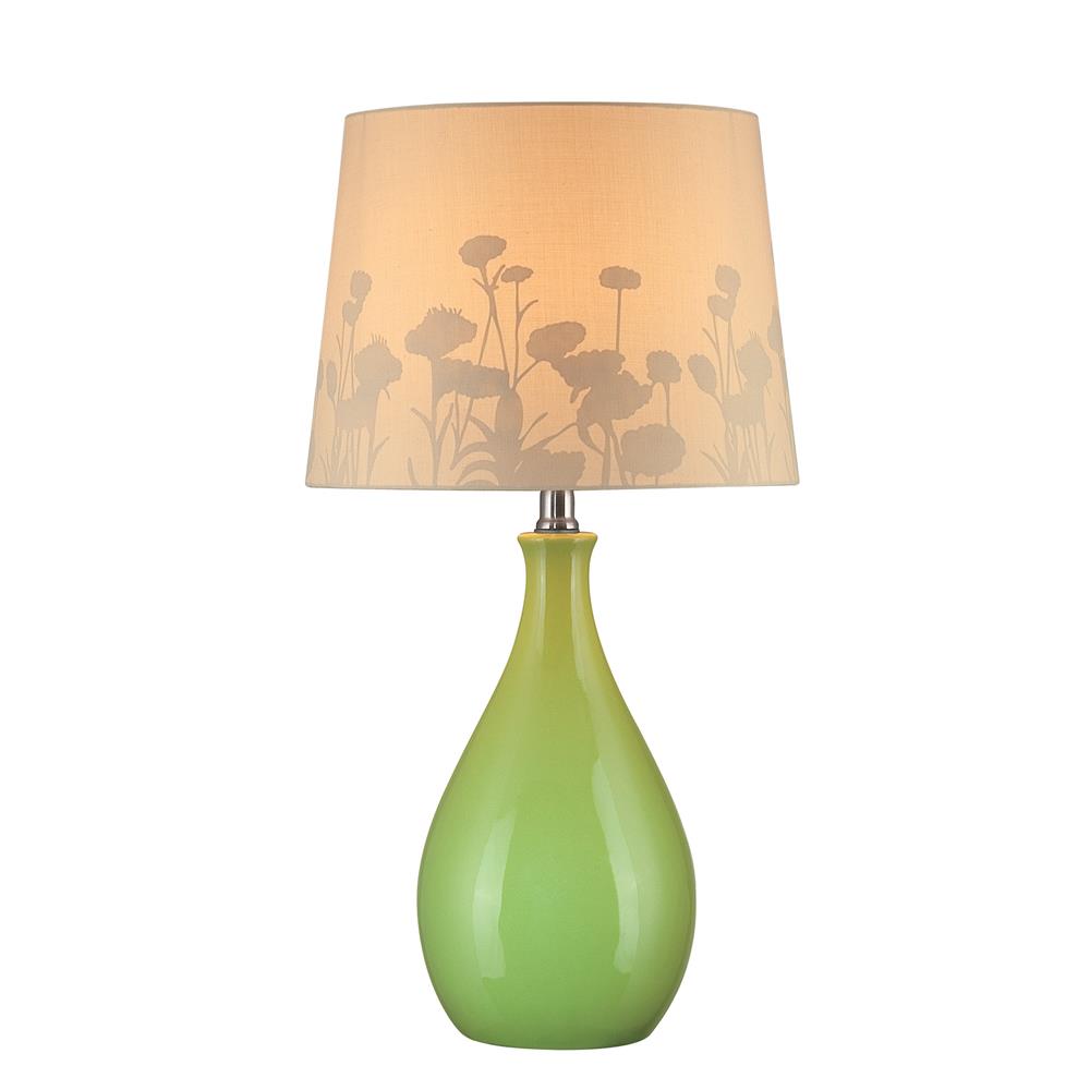 Lite Source LS-21489GRN Edaline 1 Light CFL Table Lamp in Green Ceramic with Silhouette Paper