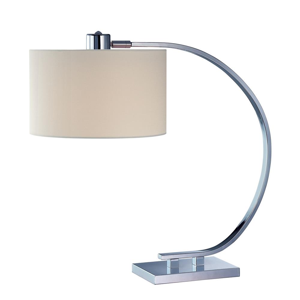 Lite Source LS-21652 Axis 1 Light CFL Table Lamp in Chrome with White Fabric Shade