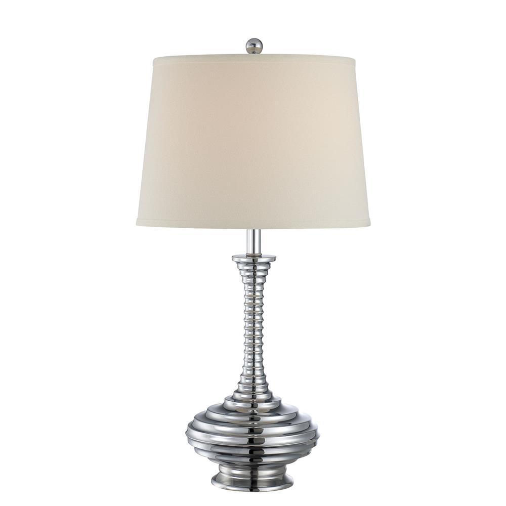 Lite Source LS-21808 Usher 1 Light CFL Table Lamp in Chrome with Off-White Fabric Shade