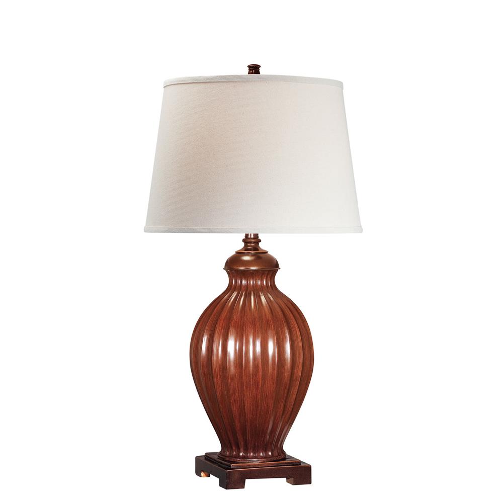 Lite Source LS-21828 Colletta 1 Light Table Lamp in Brushed Brown with Off-White Fabric Shade