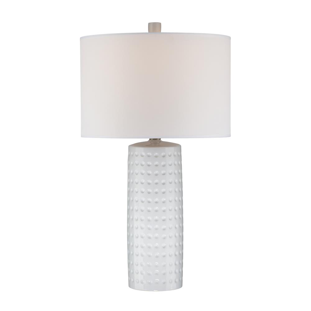 Lite Source LS-21979WHT Diandra 1 Light CFL Table Lamp in White Ceramic with White Fabric