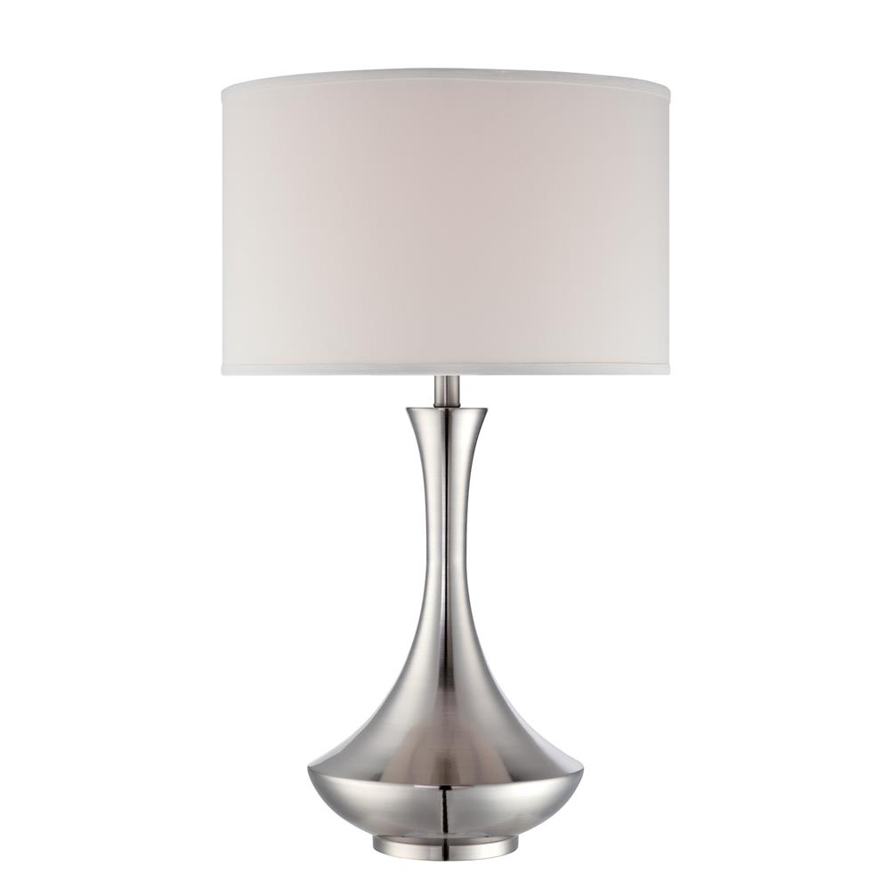 Lite Source LS-22079 Elisio 1 Light Table Lamp in Polished Steel with White Fabric Shade