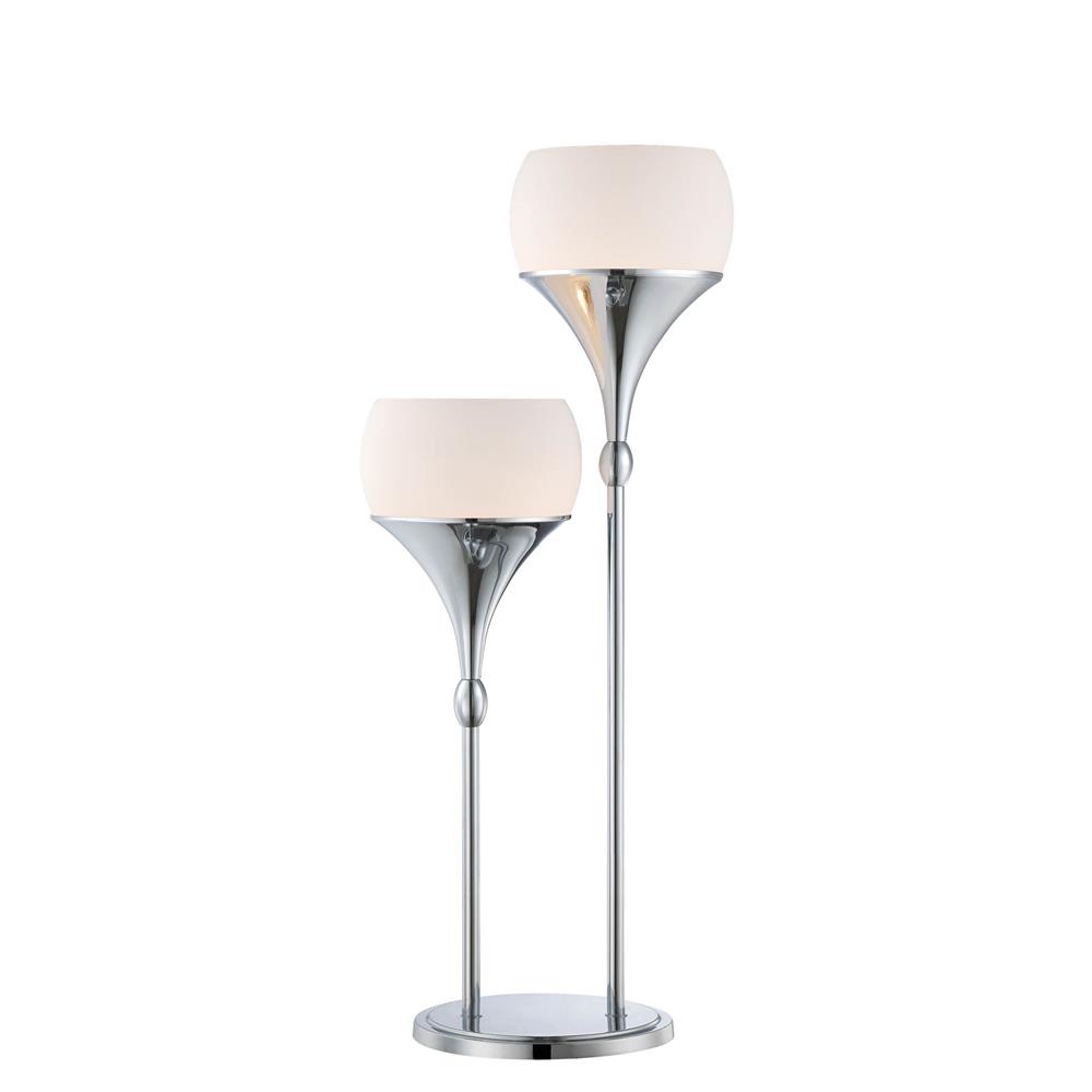 Lite Source LS-22225 Celestel 2 Light CFL Table Lamp in Polished Chrome with Frost Glass Shade