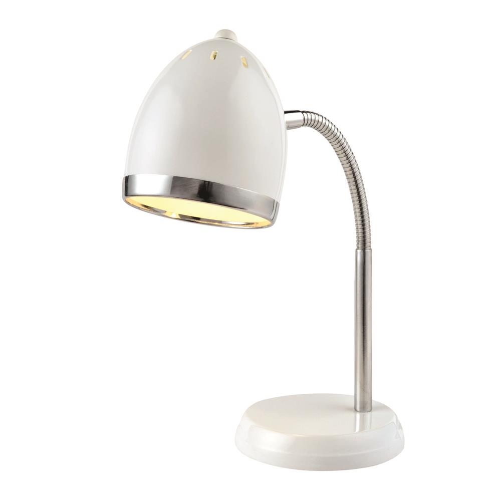 Lite Source LS-22311WHT Desk Lamp, White/chrome, Gu24 Type Cfl 13w