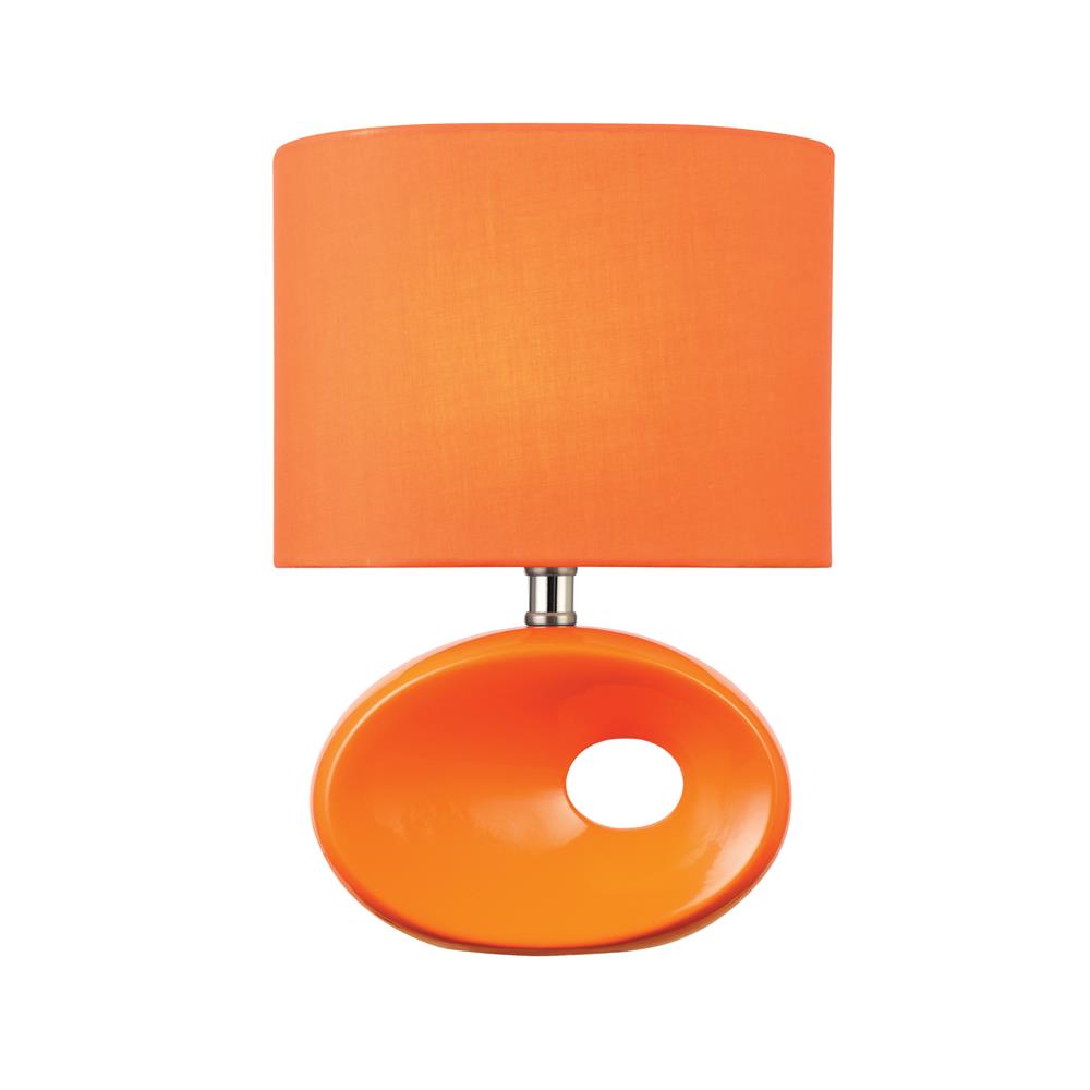 Lite Source LS-22315ORN Hennessy II 1 Light CFL Table Lamp in Orange Ceramic with Orange Fabric