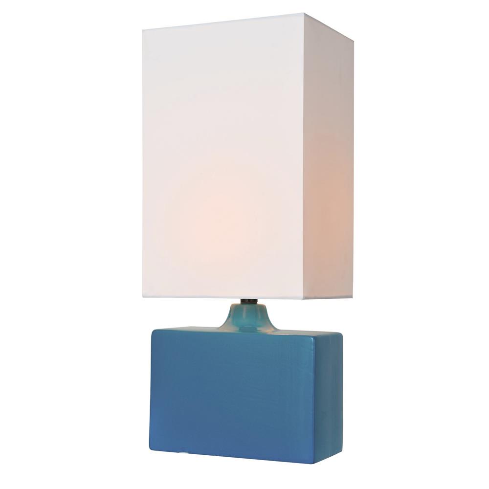 Lite Source LS-22378AQUA Ceramic Table Lamp, Aqua/white Fabric Shade, Type Cfl 13w