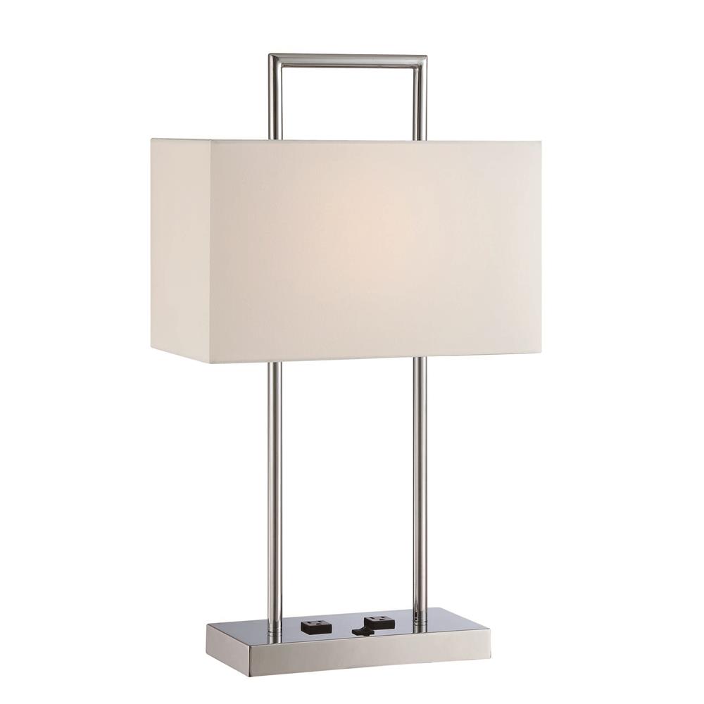 Lite Source LS-22473 #table Lamp, Chrome/white Fabric, Outlet X2pcs, E27 Cfl 23w