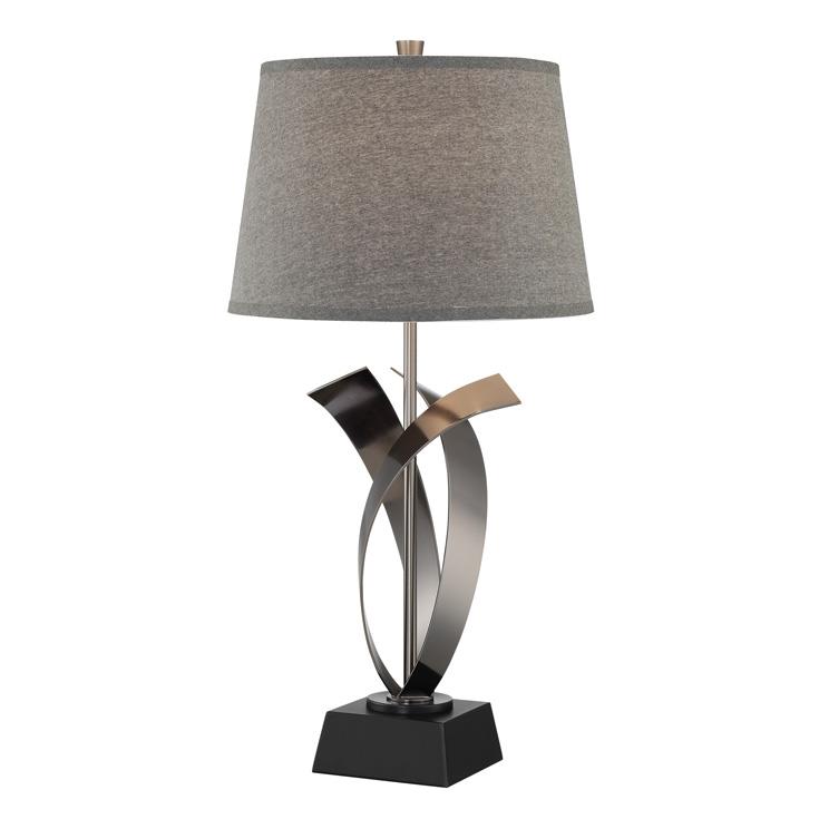 Lite Source LS-22675GREY Table Lamp, Gun Metal/grey Fabric Shade, E27 A 100w