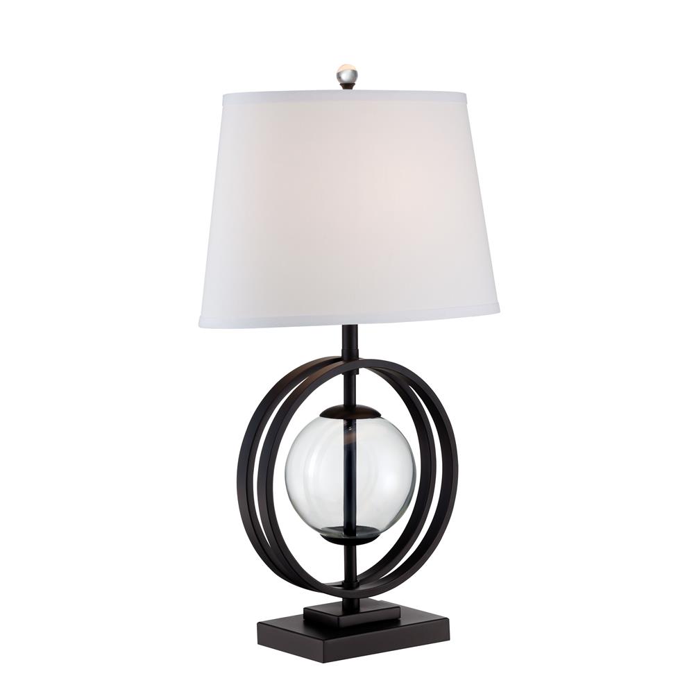 Lite Source LS-22687 Table Lamp, Black/clear Glass/fabric Shade, E27 Cfl 23w