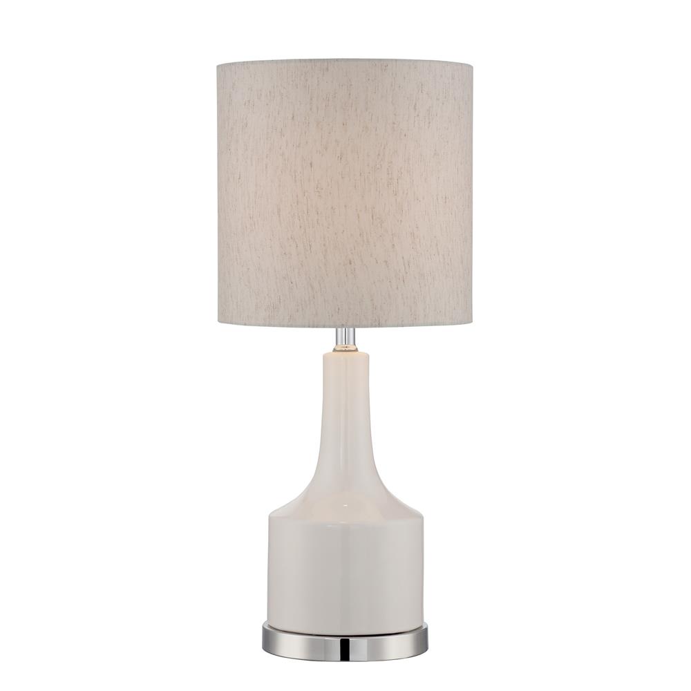 Lite Source LS-22944 Table Lamp, White/linen Fabric Shade, E27 Type Cfl 23w