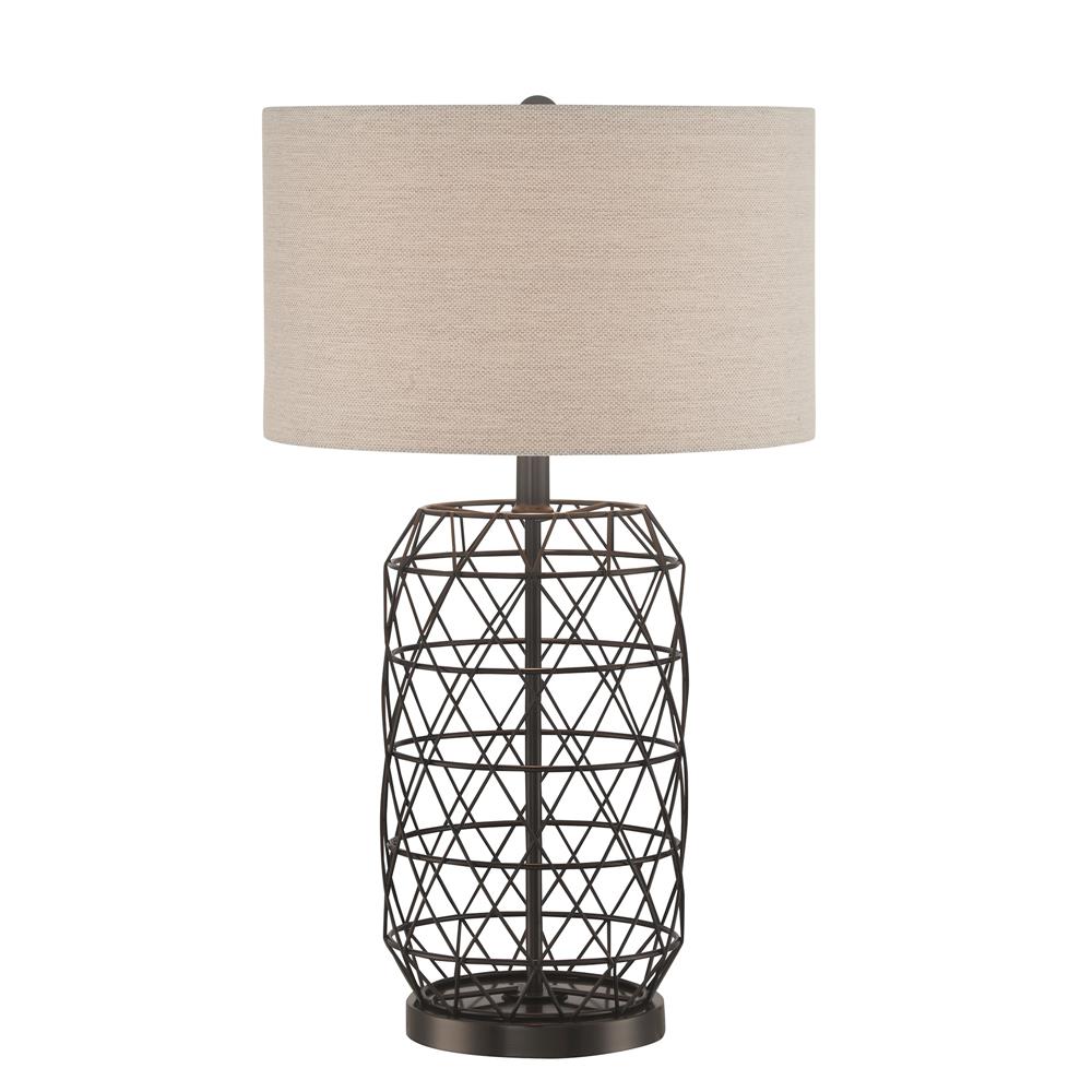 Lite Source LS-22947 Cassiopeia Table Lamp, Black Metal/Linen Fabric Shade, E27 Type A 100W