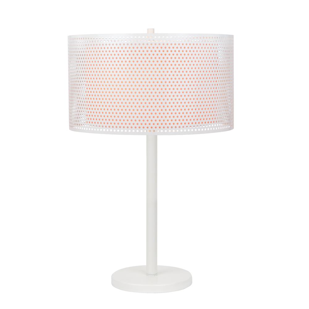 Lite Source LS-22959 Parmida Table Lamp, White/Double-Layer White Fabric, E27 Cfl 23Wx2