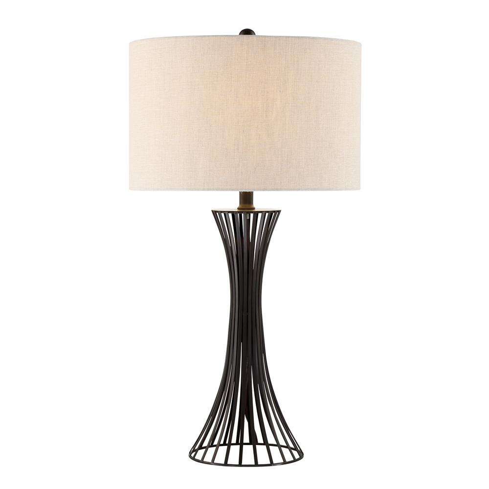 Lite Source LS-23057 Efton Table Lamp, Matte Black/Linen Fabric Shade, E27 Type A 150W