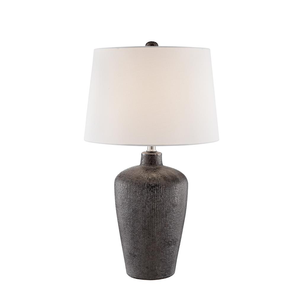Lite Source LS-23062WHT Clayton Table Lamp, Bronze Finished/White Fabric Shade, E27 A 150W