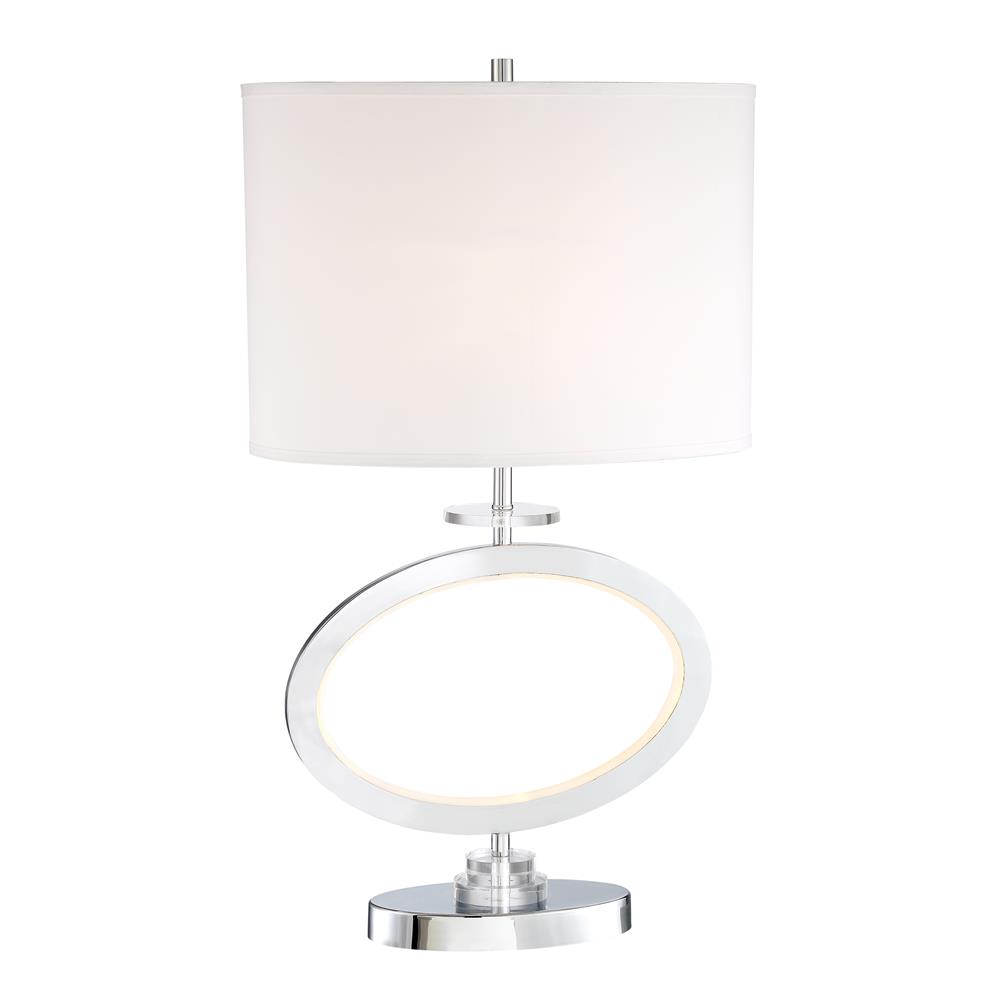 Lite Source LS-23074 Renia Ii Table Lamp W/Led Night, C/White Shade, E27 A 100W&Led 6W