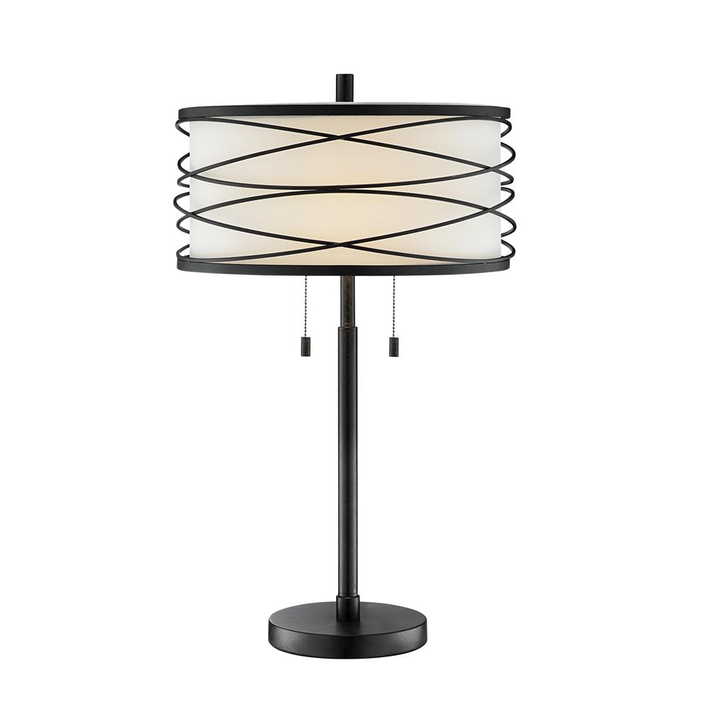Lite Source LS-23125 Lumiere Table Lamp, Outer Metal/Inner Fabric Shade, E27 A 60Wx2