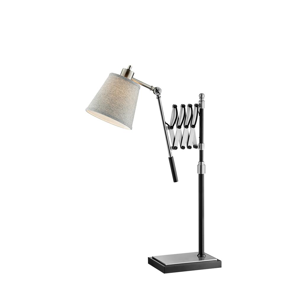 Lite Source LS-23145 Caprilla Extendable Table Lamp, Bn/Black/L.Grey Fabric Shade, A 40W