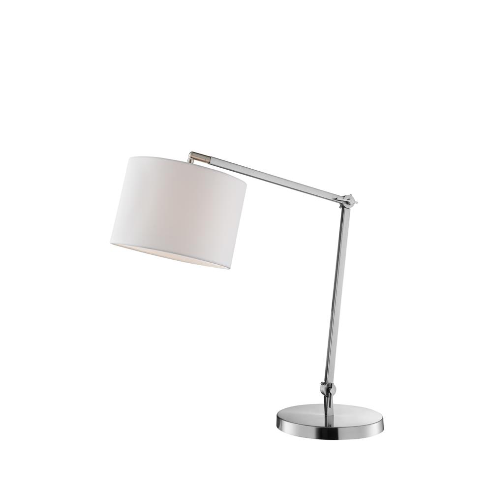 Lite Source LS-23155 Lark Table Lamp, Brushed Nickel/White Fabric Shade, E27 A 60W